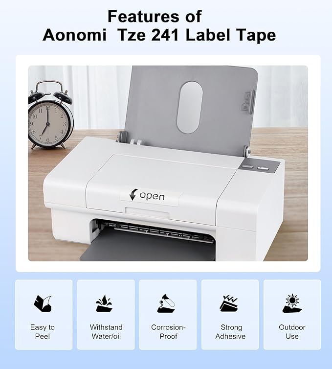 TZe Tz 18mm 0.7’’ Laminated Label Tape Color Replace for Brother Label Maker Tape 18mm 3/4'' White/Red/Yellow/Blue/Green P Touch Tape Work for PT-D400, PT-D600, PT-D410, PT-D610BT, 5-Pack