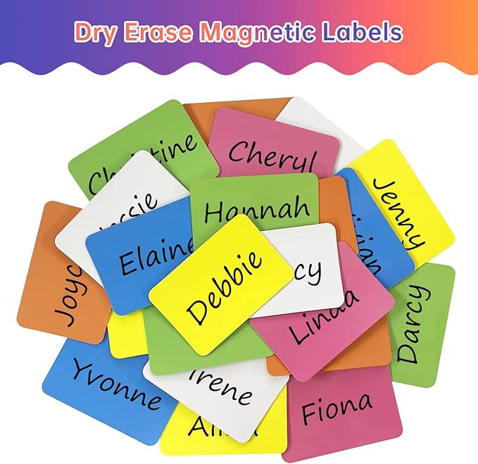 Dry Erase Magnets Set - 24 Pack - 3x2 in Whiteboard Magnetic Notes Planning Pads Labels - Small White Board Magnet Strips Name Tags for Home, Office and Classroom