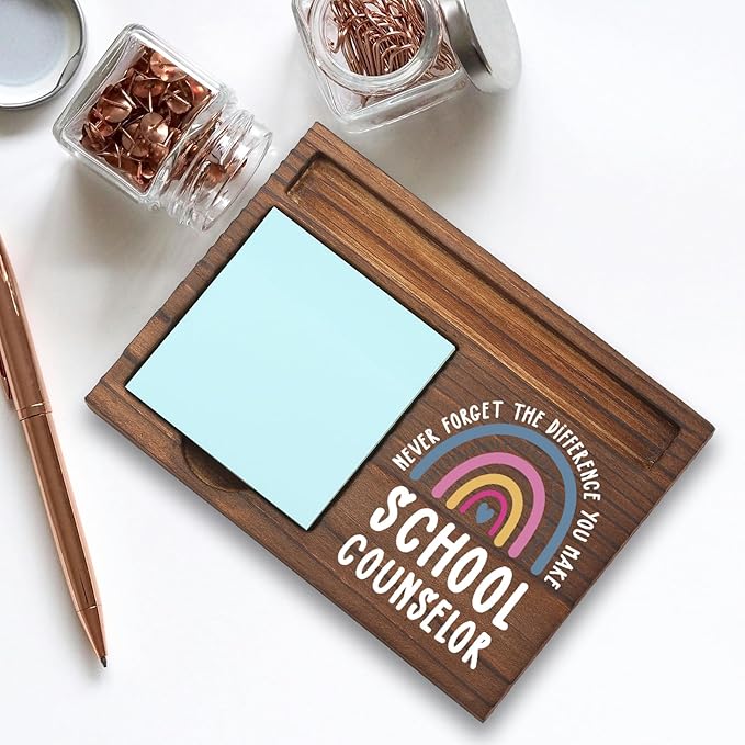 School Counselor Gifts Sticky Note Holder, Thank You Gift for School Counselor Office Recognition for Education Appreciation Week, Birthday or Holiday Graduation Self-Stick Note Pad Holders PB018