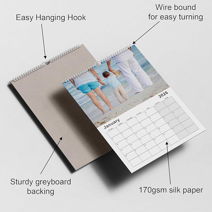 Custom Photo Wall Calendar 2026 - Personalize Your Home & Office with 13 Memories - Design Your Own 2026 Calendar - Custom Christmas Gift (Wall Caldenar2, 2 x Calendars)