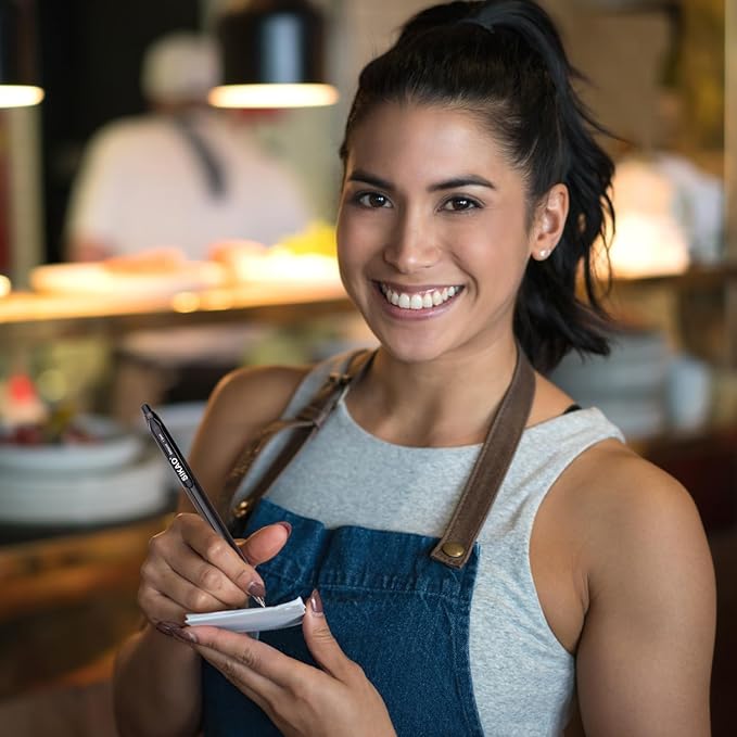 Black Pens Bluk | 60 Pack Durawrite Retractable Ballpoint Smooth Writing | Ball Point Click Pens Black Ink 1.0mm with Clear & Vivid Lines for Servers School Office Supplies, Lapiceros