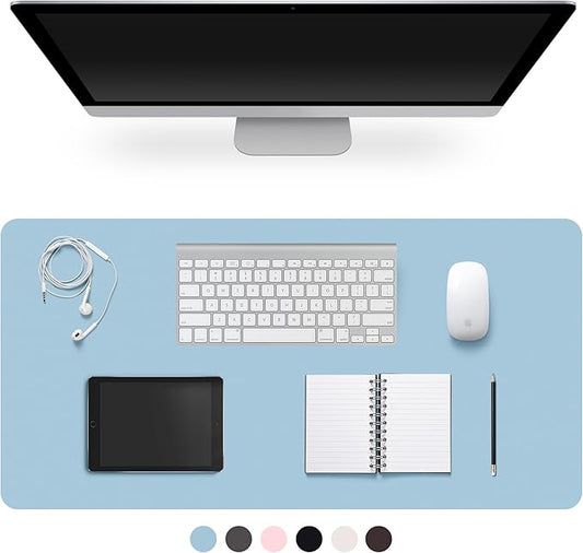 Leather Desk Pad Protector,Non-Slip Desk Pad,on-Slip PU Leather Large Mouse Pad,Easy Clean Desk Protecor Mat,Writing Pad for Office Work/Home/Decor(Blue, 23.6" x 13.7")