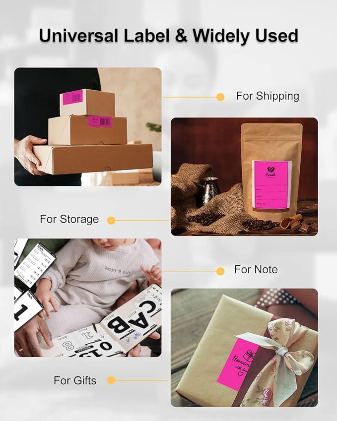 Phomemo 4x6 Thermal Label Printer Paper - 500 PCS Rose 4"x6" Fan-Fold Shipping Supplies Labels - Water/Oilproof Label Stickers - Permanent Adhesive Mailing Labels Paper for Thermal Printer