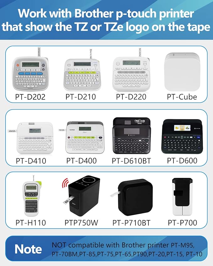 Weemay 3 Pack TZe-325 Compatible for Brother P-Touch Label Tape 9mm 0.35 White on Black TZe TZ Tape TZ-325 TZ325 TZe325 3/8 Label for PTouch PTD210 PTD220 PTH110BP PTD410 PTD600 Printer
