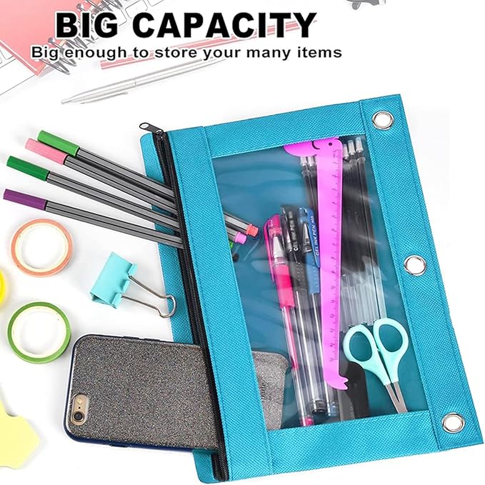 Pencil Pouch 3 Ring, School Supplies Back to School Essentials Kits for Girls Kids Boys Middle Kindergarten 2 Pack