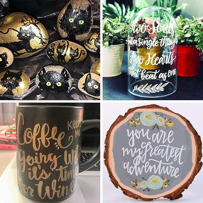 Overseas Permanent Paint Markers Pens - 3 Pack Yellow Oil Based Paint Pens, Medium Tip, Quick Drying and Waterproof Marker Pen for Metal, Rock, Wood, Fabric, Plastic, Canvas, Mugs, Stone, Glass