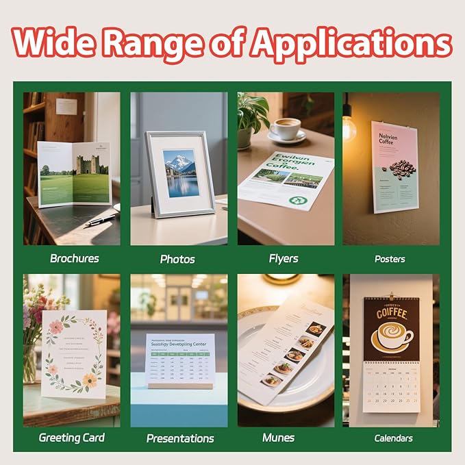 Uinkit Premium Glossy Inkjet Photo Paper - 8x10 Inch, 48lb 180gsm, 100 Sheets - Professional Photographic Quality, Dye Ink Compatible, High-Gloss Finish for Vivid Photos & Sharp Details