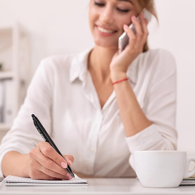 Black Pens Bluk | 60 Pack Durawrite Retractable Ballpoint Smooth Writing | Ball Point Click Pens Black Ink 1.0mm with Clear & Vivid Lines for Servers School Office Supplies, Lapiceros