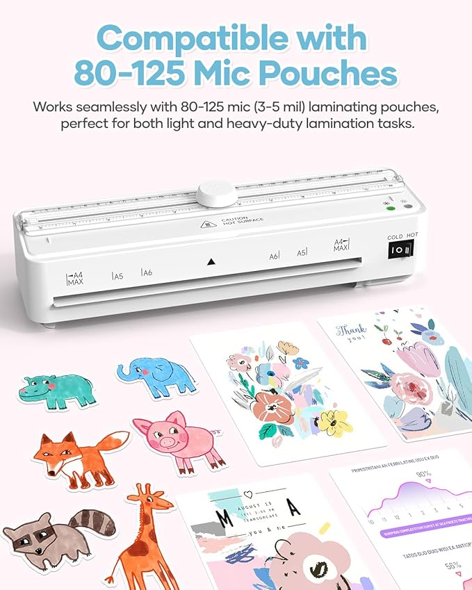 Kejector Laminator Machine, 9 Inch with 20 A4 Sheets Thermal and Cold Lamination Built in Cutter Quick Warm Up for Home Office School, White