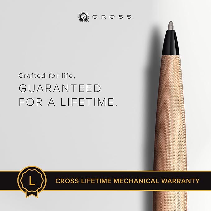 Cross ATX Refillable Ballpoint Pen Presented in a Luxury Gift Box - Medium Point, Black Ink, Sandblasted Rose Gold
