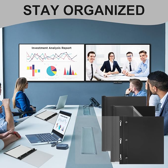 30 Pcs Clear Front Report Covers with 3 Prongs Presentation Folders Plastic Resume Portfolio Report Letter Size Presentation Binder for Paper Document School Office