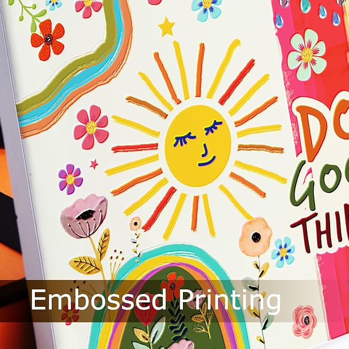 Inspirational Gifts for Women Girls Friends Birthday Christmas-Encouragement Gift Cheer Up Gifts for Friends-Motivational Sign Ceramic Plaque Desk Decor-Sun and Rainbow Sign