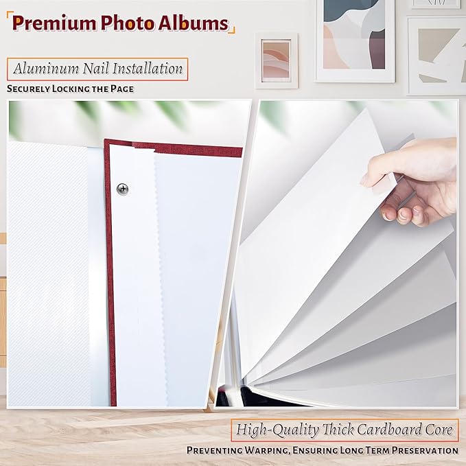 Photo Album Self Adhesive Scrapbook,60 Pages Large Photo Book for 4x6,5x7,8x10 Pictures,DIY Album for Baby Wedding Family Travel Birthday,with Metallic Pen and Scraper