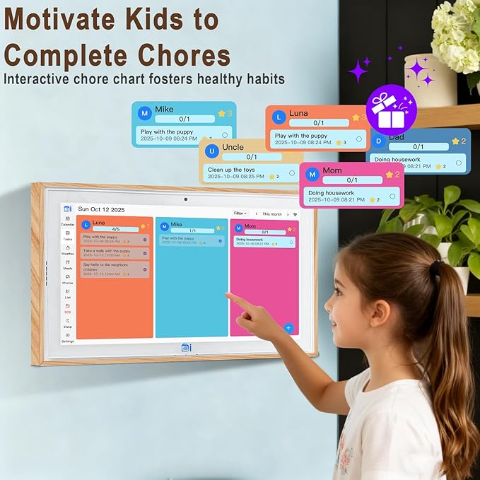 15.6 Inch Smart Digital Calendar – Family Wall Planner & Chore Chart, Wall Mounted Electronic Calendar with 1920x1080 IPS Full HD Touch Screen, Great for Organizing Your 2026 Calendar and Home Schedules