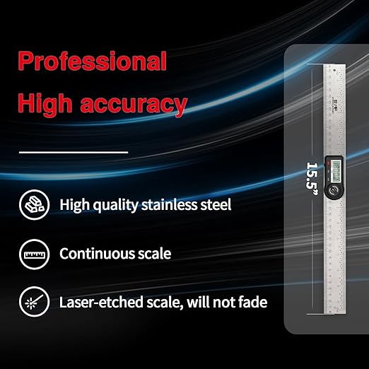 Angle Finder Tool Digital 7 Inch / 200 mm Stainless Steel DPRAF-7-B, Digital Protractor Display Angle Ruler for Measuring, Woodworking, Construction, Wall angle Measurement by S&F STEAD & FAST