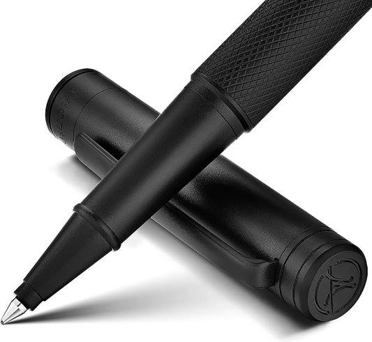 Matte Black Forest Rollerball Pen, Luxury Pen with Schmidt Black Ink Refill, Fancy Pen Gift Set for Men & Women, Business Signature, Executive, Office, Nice Fancy Designer Pens