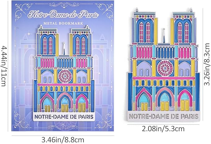 Metal Bookmarks with Transparent Design - Notre Damede Paris Book Mark for Readers, Aesthetic Book Markers for Kids, Teens, Teachers, Students, Gifts for Book Lovers, Writers, Reading Women & Men