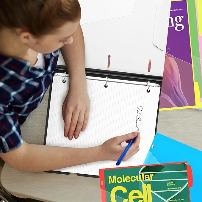 WOT I Telescoping Project Organizer 2-Pack, Refillable Binder with Dividers and Pockets, 13 Pocket Folders, 1 Inch 3 Ring Binder, White