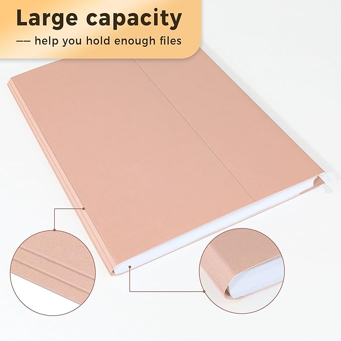 SUNEE 25 Count Hanging File Folders, Pastel Colors, Hanging File Folders Letter Size, Hanging Folders with 1/5-cut Tabs, Designed for Bulky Files, Filing Cabinets, Medical Charts