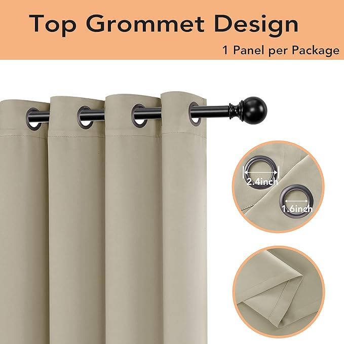 BONZER Room Divider Blackout Curtain Wide Room Darkening Total Privacy Wall Noise Reducing for Bedroom, 84L x 70W Inch (7L x 5.8W ft), 1 Panel, Cream