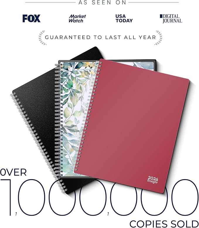 Ensight 2026 Appointment Book and Planner 8.5" x 11" Large Hourly Weekly Daily Schedule Book with Tabs, 15 Minute Time Slots, Maroon Calendar Organizer Jan 2026–Dec 2026 Appointment Planner - Maroon