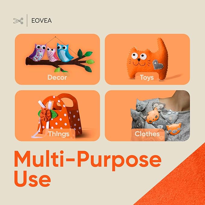 EOVEA | Acrylic Felt Fabric by The Yard - Non-Stiff, Soft Material - 72" Wide - 1.6mm Thick Felt Sheets for DIY Crafts, Sewing, Upholstery, Cushion, Padding(Orange, Half Yard)