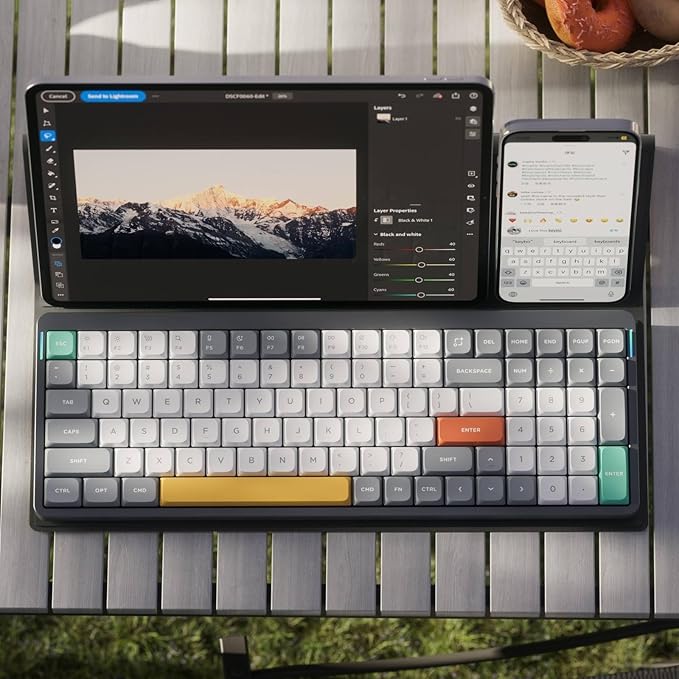 nuphy Air96 V2 Wireless Mechanical Keyboard,100 Keys RGB Backlit Keyboard,Supports Bluetooth 5.1,2.4G and Wired Connection,for PC/Laptop/Windows/Mac -Grey Gateron Brown Switch