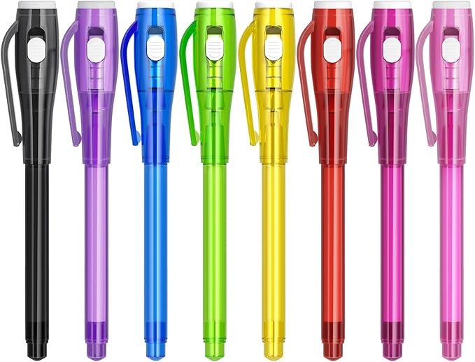 Invisible Ink Pen Spy Game for Kids, Party Favors Toys for Girls Boys, Magic Markers for Boys Girls Fun Outdoor Toys, Birthday for 6-13 Year Old Girls Boys (8PCS)