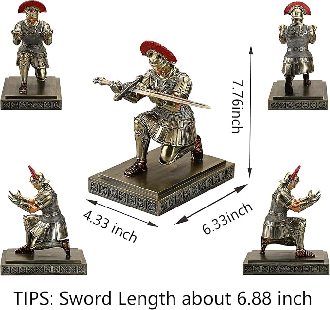 Roman Legion Soldier Knight Pen Holder Pen Stand Desk Organizers and Accessories for Office and Home(Bronze)