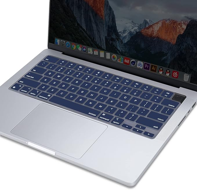 MOSISO Keyboard Cover Skin Compatible with MacBook Air 15 inch M3 A3114 M2 A2941/Air 13.6 A3113 A2681/Pro 14/16 M4 M3 M2 M1, Navy Blue