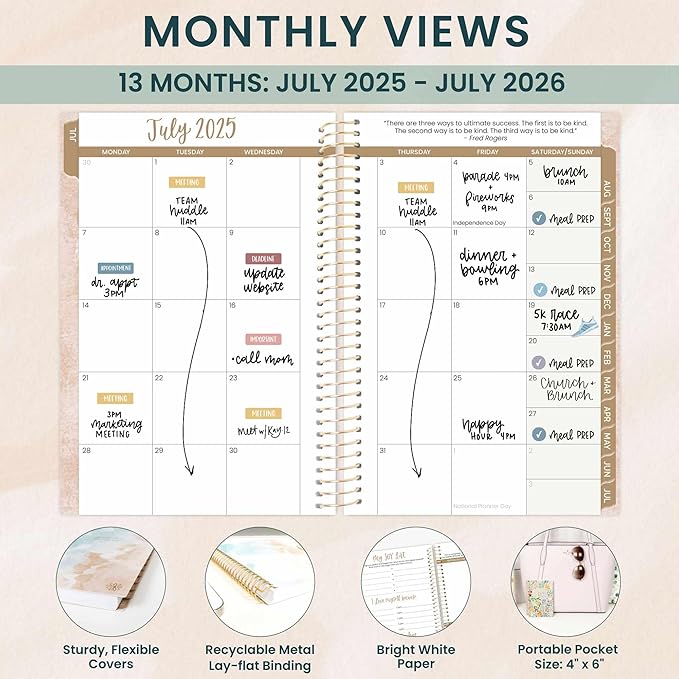 bloom daily planners 2025-2026 Academic Year Pocket Planner (July 2025 - July 2026) - 4” x 6” MINI Weekly Monthly Agenda Organizer & Calendar Book - Ocean Oasis