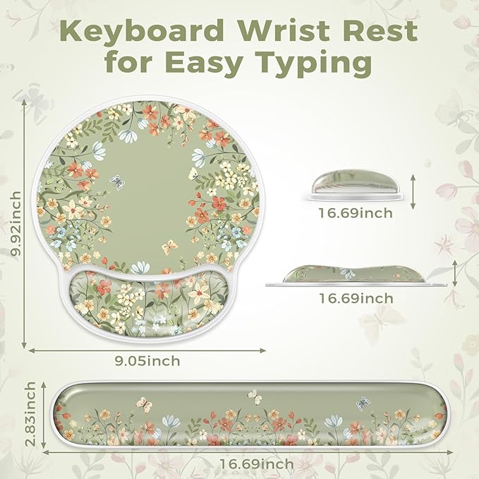 iCasso Gel Wrist Rest for Keyboard and Mouse,Ergonomic Mouse Pad Wrist Support for Typing Pain Relief,Silicone Keyboard Cushion Hand Arm,Cute Computer Wrist Rest for Women Girl