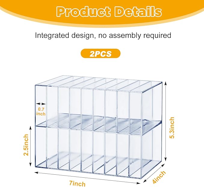 2 Pcs Acrylic Marker Organizer Desktop Storage Hold 144 Marker, Clear Pencil Holder Stand Art Brushes Stationary Display with 18 Compartments for School Classroom Desk Home Office Supplies