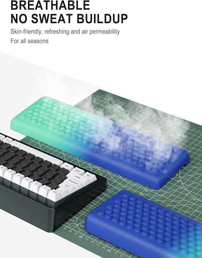 Hsurbtra L-Shaped Desk Elbow Pad, 2-Piece Soft Memory Foam Elbow Support Padding with Non-Slip Rubber Base, Ergonomic Desk Edge Cushion Wrist Rest for Office, Home, Work, Gaming, Blue Green