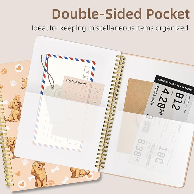 Cute Spiral Notebook journal B5 Aesthetic Pretty Design for Women Girls Kawaii with Pocket, 10 x 7.2 inch, Lined, Dogs