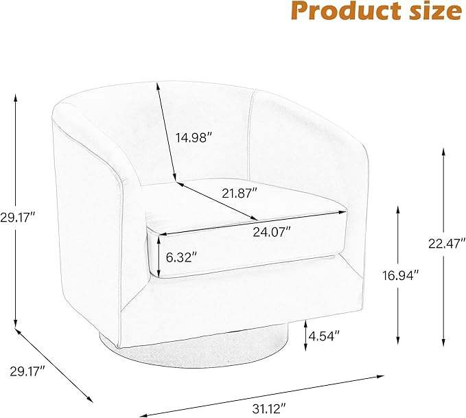 UIXE Faux Leather Swivel Accent Chairs Set of 2, Modern Upholstered Barrel Chairs for Living Room, Comfy Round Armchair Single Sofa Bedroom Reading Seat - 31" W, Red Brown