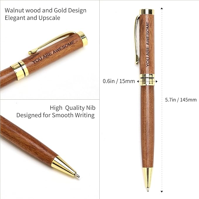 Luxury Wooden Pen Set Thank You Gifts for Women Men Friends Cool Teacher Boss Appreciation Gift for Female Coworkers Nice Engraved Pens Gifts Office Business Pens Work Employee Gratitude Gift