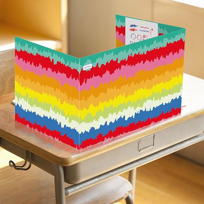 Cinrobiye 24 Pcs Inspirational Privacy Folders Standard for Students Cardboard Shields Test Privacy Boards Motivational Words Desk Dividers Shield for Classroom School Study Supplies (Tie-Dye)