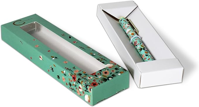 Channie's Beautiful Floral Rollerball Pen - Smooth Writing & Perfect for Home Office, Pen for Handwriting, Great Gift Idea for Teachers, Graduation Coworkers - Teal