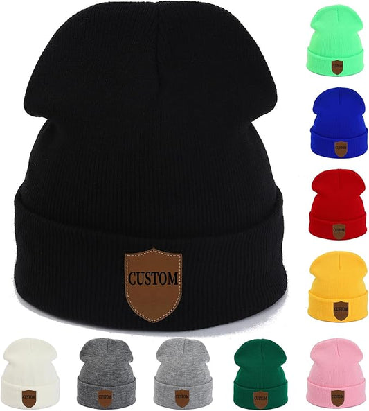 Custom Beanie for Men Women Bulk Custom Winter Hat Beanies with Logo Text Image Personalized Knit Hats Gifts for Business