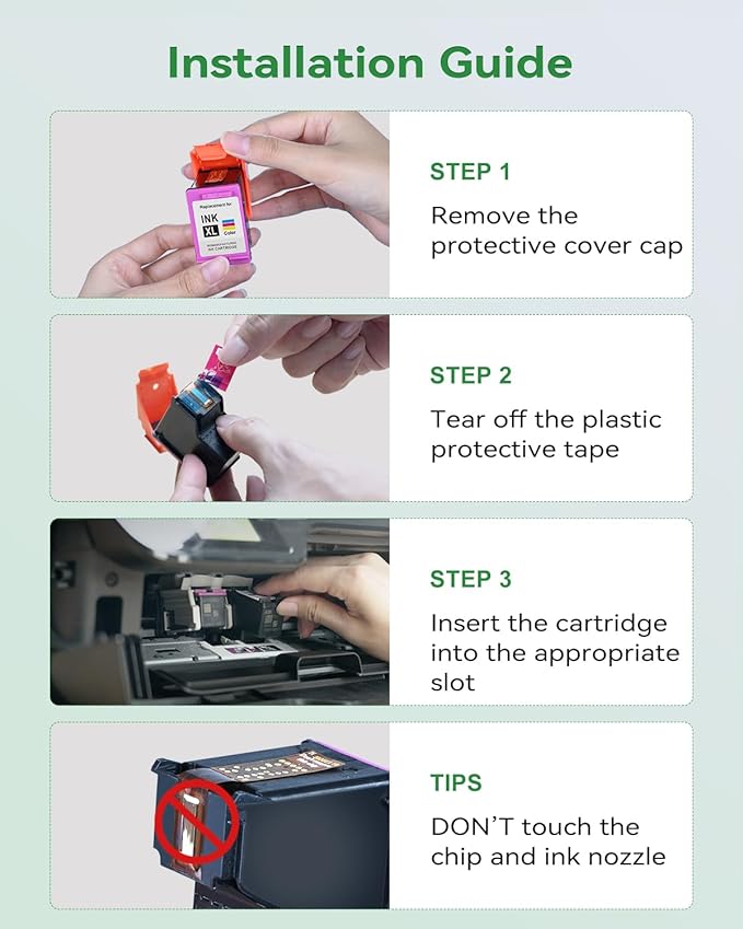 63XL Ink Cartridges Black and Color Remanufactured Replacement for HP Ink 63 63XL HP63XL HP63 Combo Pack Work for Envy 4520 4512 OfficeJet 3830 4650 5255 5258 4655 DeskJet 3630 2130 Printer