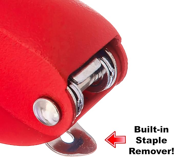 Praxxis Pro Office Supplies - Aria-Plus Half-Strip Mini Stapler - Durable, Compact, and Colorful Stapler for Office and Travel Use, Compatible with Standard 26/6 Staples, Red