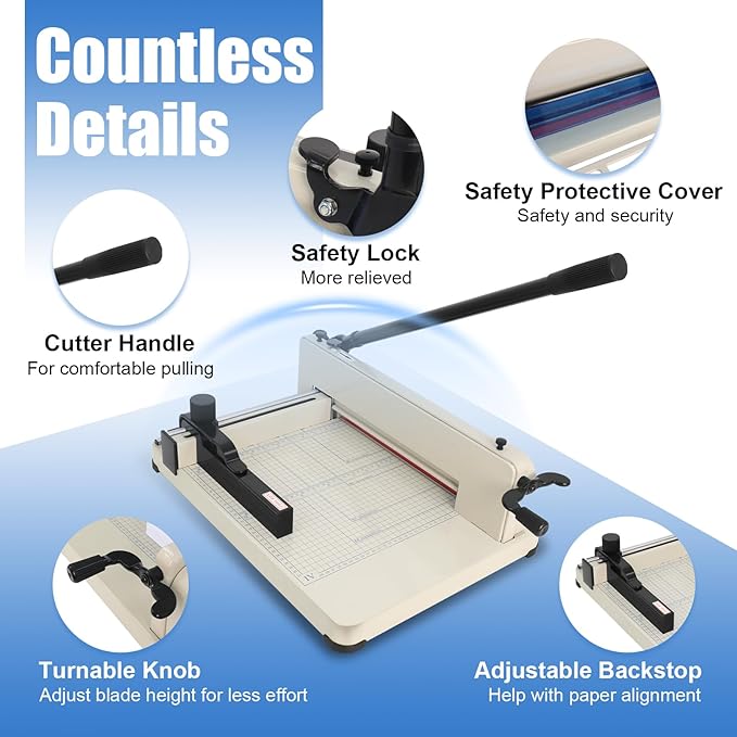 Heavy Duty Paper Cutter, 12 inch Guillotine Paper Cutter Industrial-Grade Steel Blade with Safety Lock, Guillotinas para Cortar Papel Paper Trimmer for Office, School, Crafting Cardstock