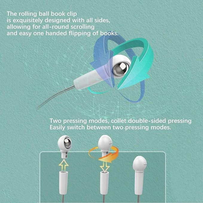 Acrylic Book Stand for Reading,Adjustable Holder with 360° Rotates Base & Page Clips,Foldable Desktop Ricer for Cookbook,Music Scores,Laptop,Tablet,Recipe,Textbook,Magazines