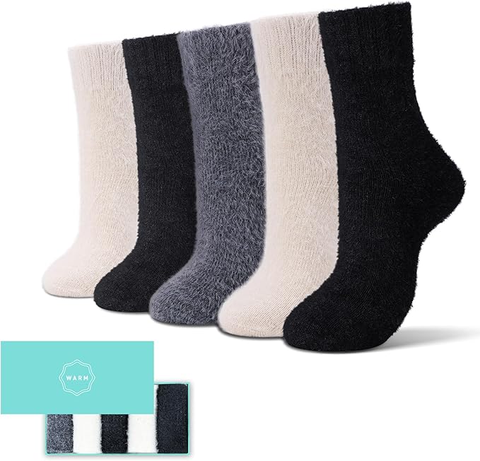 5 Pairs Fuzzy Soft Cozy Comfortable Socks for Women, Casual Sleep Comfy Socks, Perfect Warm Winter Gifts for Women