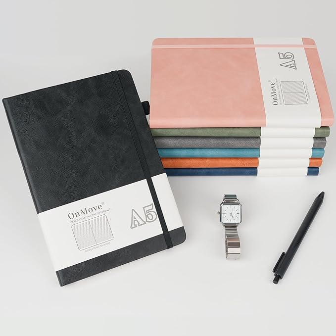 Notebooks Journal for Women Men 12 Pack Leather Hardcover with Pen Holder A5 160 Pages 100 GSM Thick Paper for Work School Lined Pink