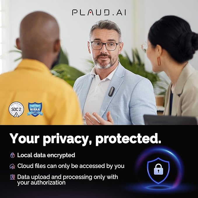 NotePin Voice Recorder, AI Voice Recorder, App Control, AI Notetaker, AI Transcribe & Summarize, Support 112 Languages, 64GB Memory, Audio Recorder for Lectures, Meetings, Cosmic Gray