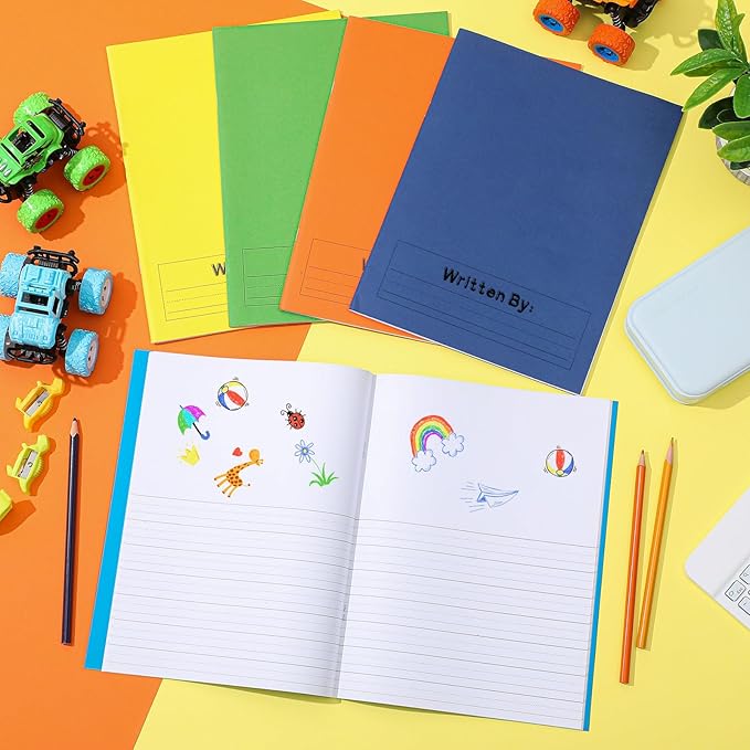Henoyso 12 Pcs Primary Composition Notebook K-2 9 3/4 x 7 1/2 Inch Primary Journal, Back to School Supplies, Bulk Blank Writing Book for Kid to Write Draw Journal 60 Page Notebooks (Fresh Color)