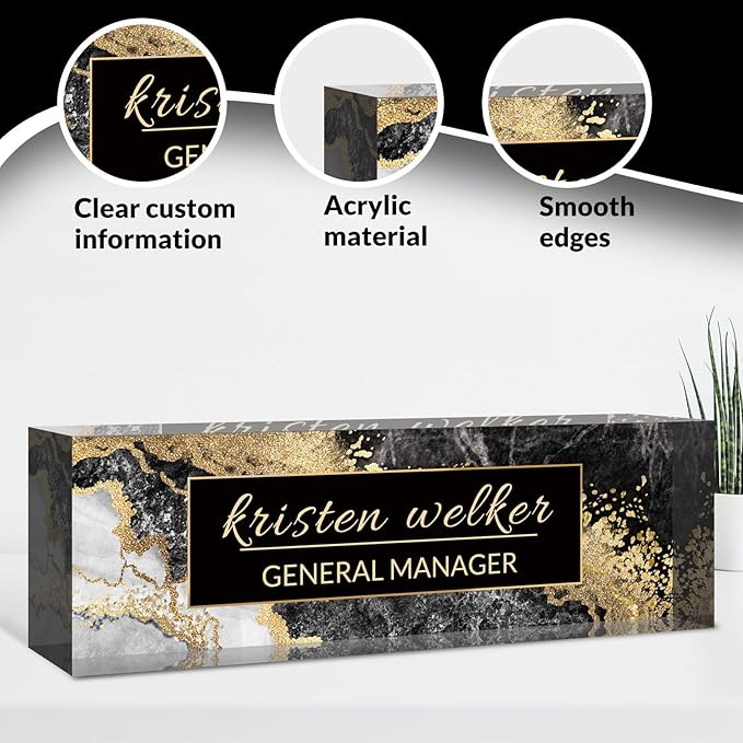 Desk Name Plate Personalized, Custom Name Plate for Desk, Acrylic Desktop Accessories, Office Gift & Decor for Women Men, Teacher Nurse Boss Employee Appreciation Gifts