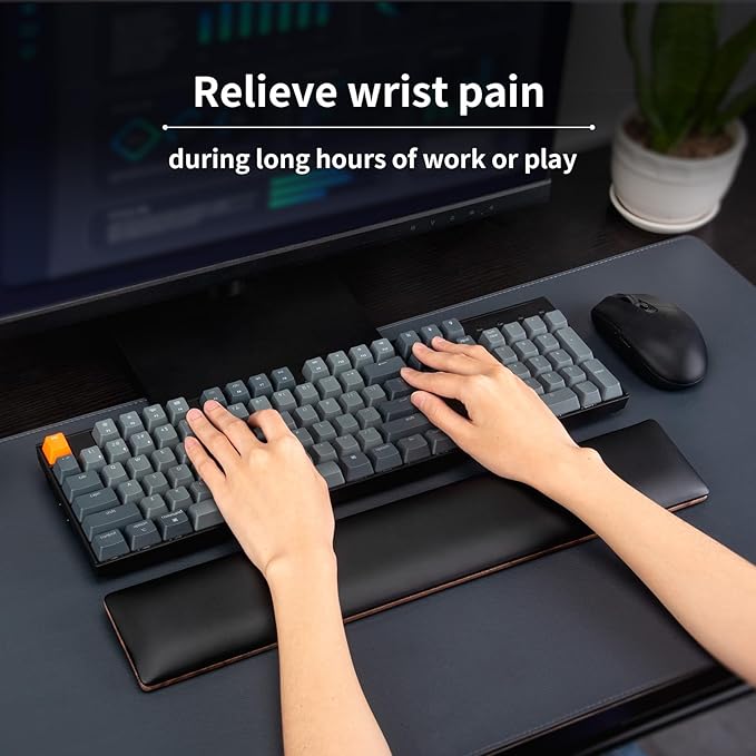 COLORCORAL Wrist Rest for Computer Keyboard Ergonomic Memory Foam Wrist Pad with Anti-Slip Rubber Base Wooden Keyboard Wrist Support for Typing Pain Relief
